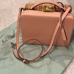 Mark Cross Leather and Rattan Grace Box Handbag